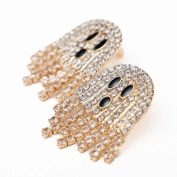 Halloween Rhinestone Ghost Earrings. - Picture 5 of 7